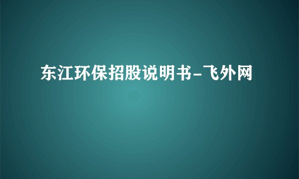 东江环保招股说明书-飞外网