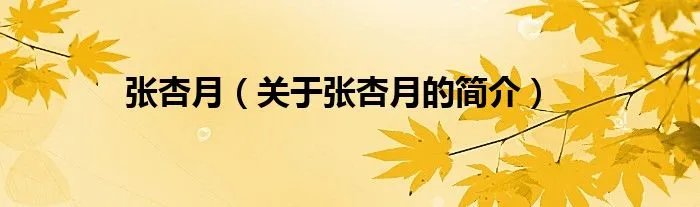 张杏月（关于张杏月的简介）