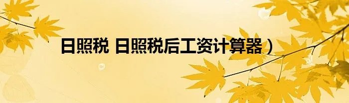 日照税 日照税后工资计算器)
