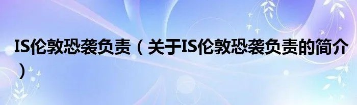 IS伦敦恐袭负责（关于IS伦敦恐袭负责的简介）