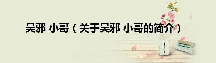 吴邪 小哥（关于吴邪 小哥的简介）