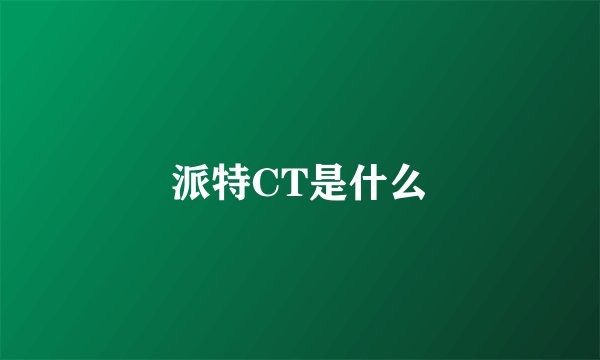 派特CT是什么
