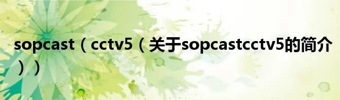 sopcast（cctv5（关于sopcastcctv5的简介））