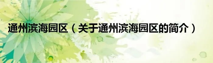 通州滨海园区（关于通州滨海园区的简介）