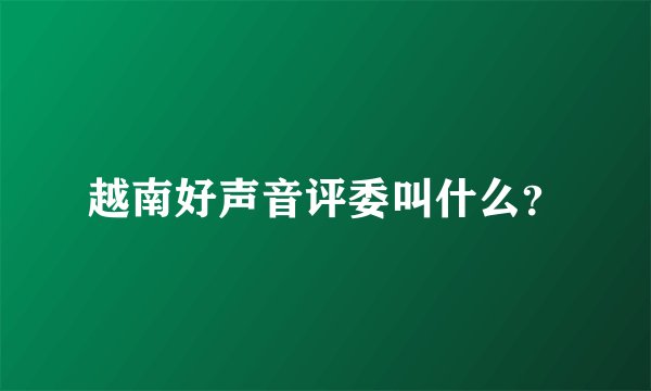 越南好声音评委叫什么？