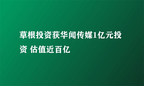 草根投资获华闻传媒1亿元投资 估值近百亿