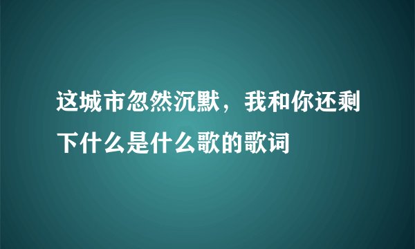 这城市忽然沉默,我和你还剩下什么是什么歌的歌词