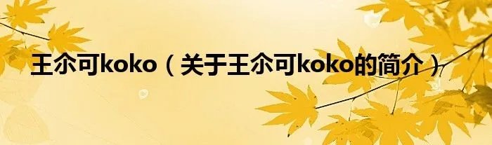 王尒可koko(关于王尒可koko的简介)