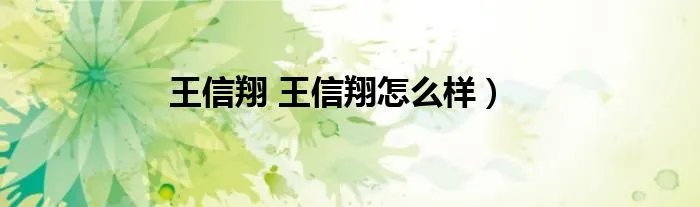 王信翔 王信翔怎么样）