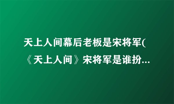 天上人间幕后老板是宋将军(《天上人间》宋将军是谁扮演的)-飞外网