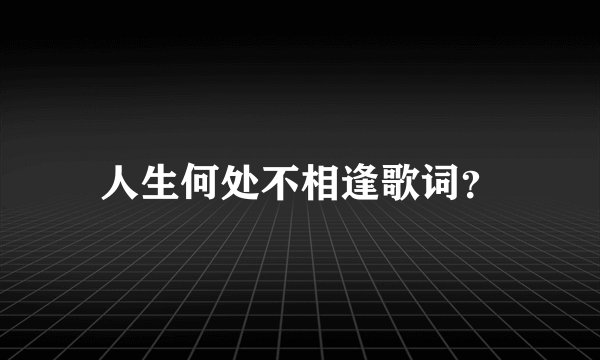 人生何处不相逢歌词?