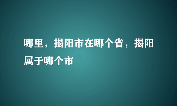 哪里，揭阳市在哪个省，揭阳属于哪个市