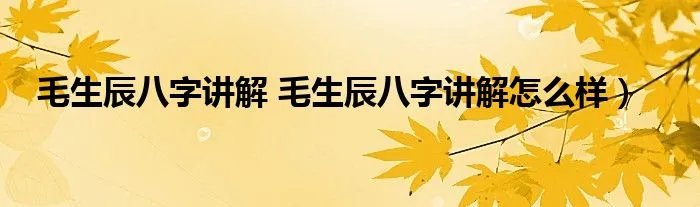 毛生辰八字讲解 毛生辰八字讲解怎么样）
