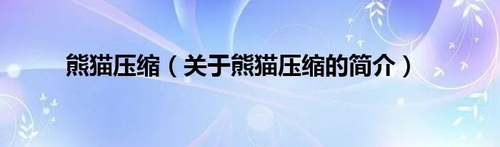 熊猫压缩（关于熊猫压缩的简介）