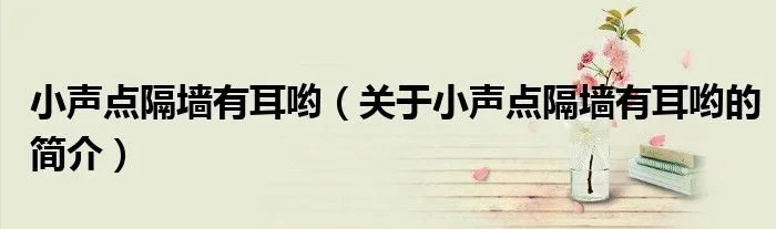 小声点隔墙有耳哟（关于小声点隔墙有耳哟的简介）