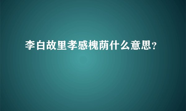 李白故里孝感槐荫什么意思？