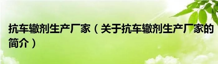 抗车辙剂生产厂家（关于抗车辙剂生产厂家的简介）