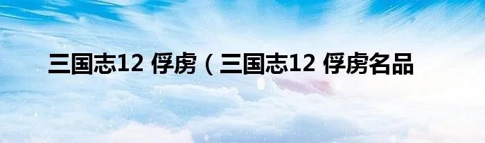 三国志12 俘虏(三国志12 俘虏名品