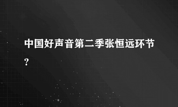 中国好声音第二季张恒远环节？