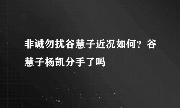 非诚勿扰谷慧子近况如何？谷慧子杨凯分手了吗