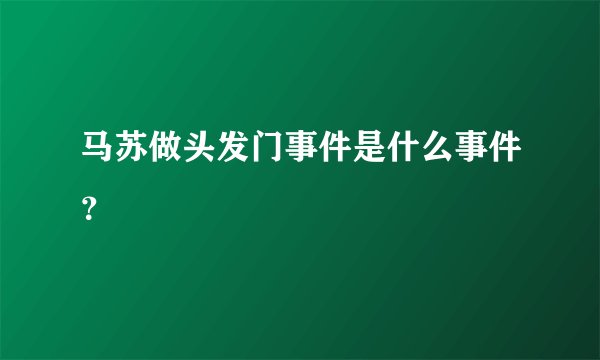马苏做头发门事件是什么事件？
