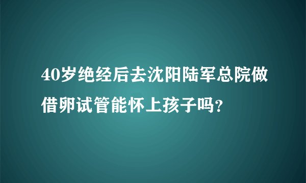 40岁绝经后去沈阳陆军总院做借卵试管能怀上孩子吗？
