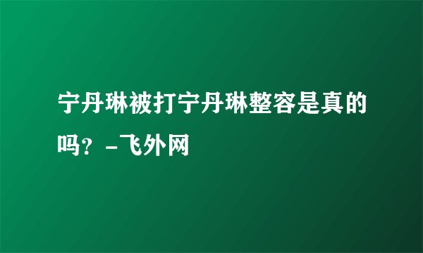 宁丹琳被打宁丹琳整容是真的吗?-飞外网