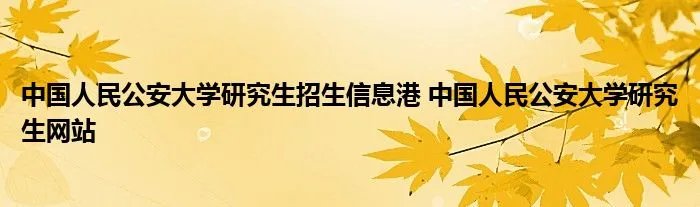 中国人民公安大学研究生招生信息港 中国人民公安大学研究生网站