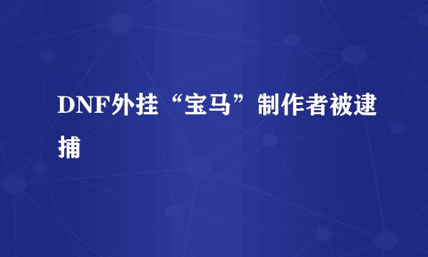 DNF外挂“宝马”制作者被逮捕