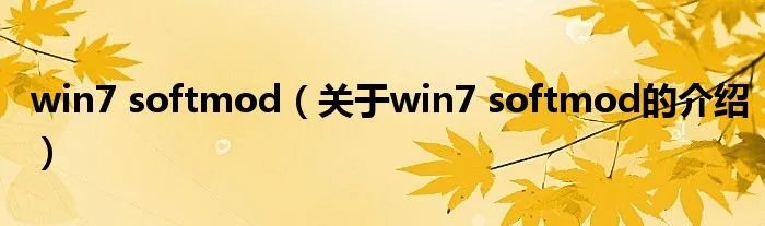 win7 softmod（关于win7 softmod的介绍）