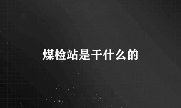 煤检站是干什么的