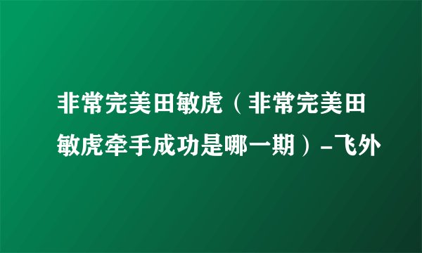 非常完美田敏虎(非常完美田敏虎牵手成功是哪一期)-飞外