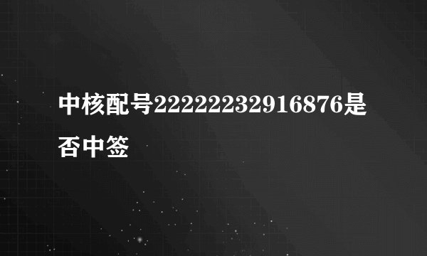 中核配号22222232916876是否中签