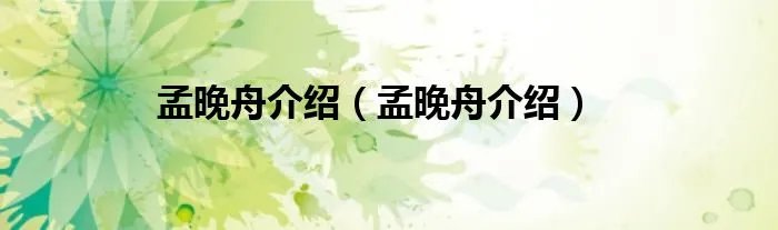 孟晚舟介绍（孟晚舟介绍）