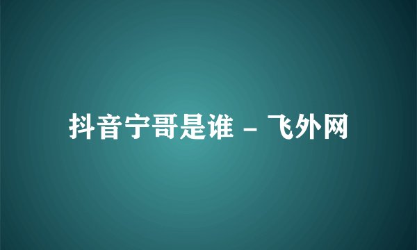 抖音宁哥是谁 - 飞外网