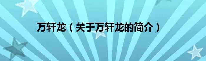 万轩龙（关于万轩龙的简介）