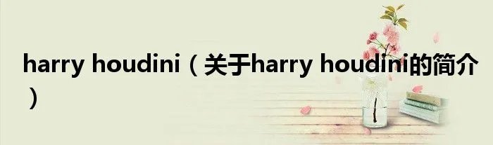 harry houdini（关于harry houdini的简介）