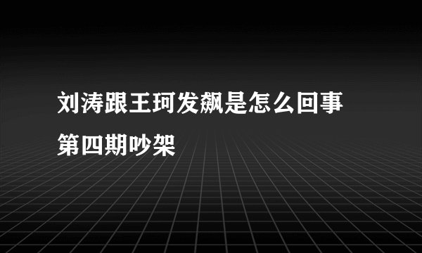 刘涛跟王珂发飙是怎么回事 第四期吵架