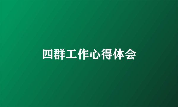 四群工作心得体会