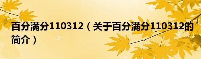 百分满分110312（关于百分满分110312的简介）