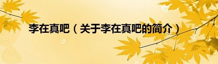李在真吧（关于李在真吧的简介）