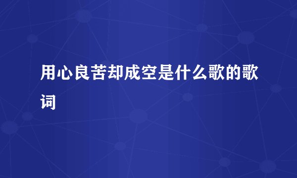 用心良苦却成空是什么歌的歌词