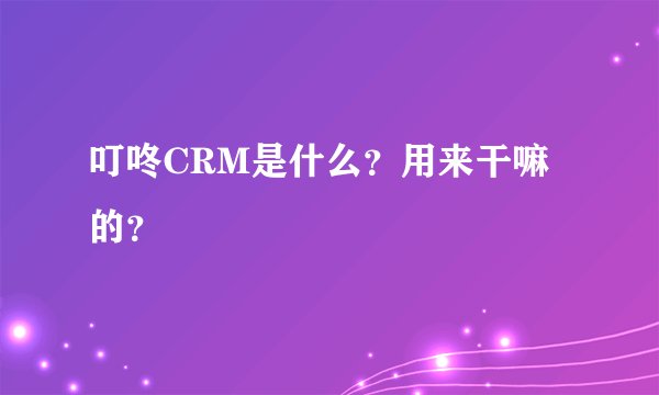 叮咚CRM是什么?用来干嘛的?