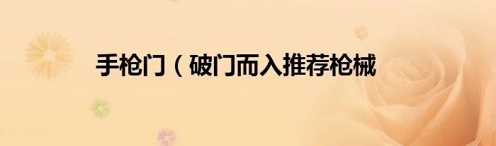手枪门（破门而入推荐枪械
