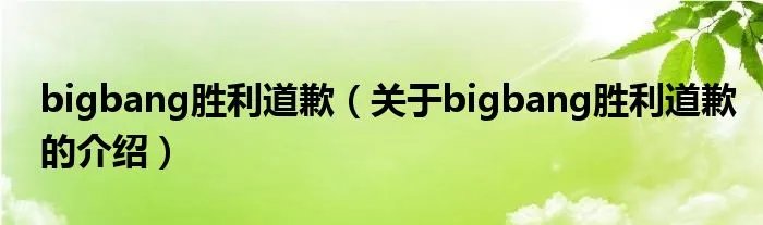 bigbang胜利道歉（关于bigbang胜利道歉的介绍）