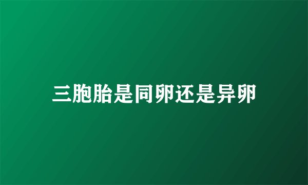 三胞胎是同卵还是异卵