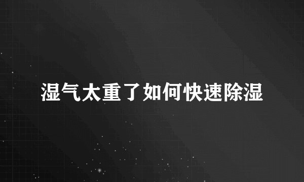 湿气太重了如何快速除湿