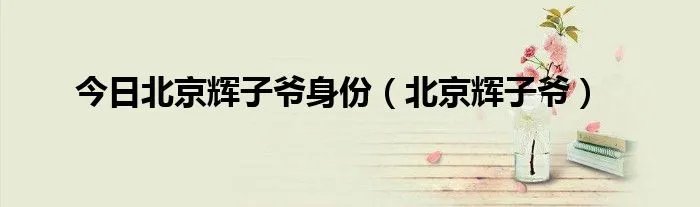 今日北京辉子爷身份（北京辉子爷）