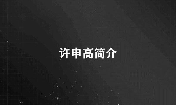许申高简介