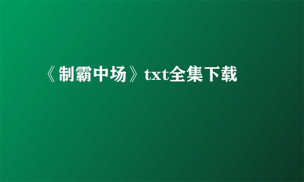 《制霸中场》txt全集下载
